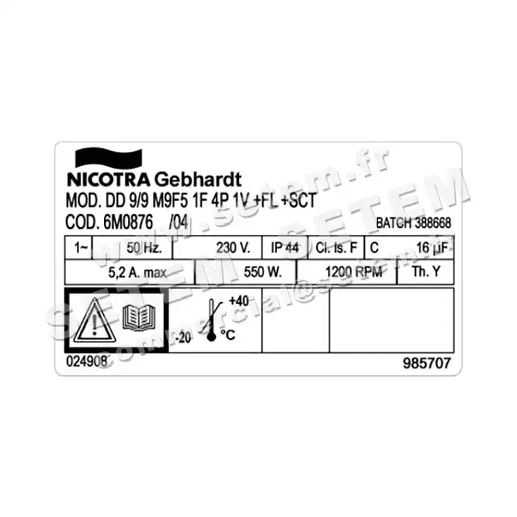 4624002000-VENTILATEUR NICOTRA GEBHARDT DD9/9 550W 4P M230V 1V M9F5 +BR+BB *6M0876* 3