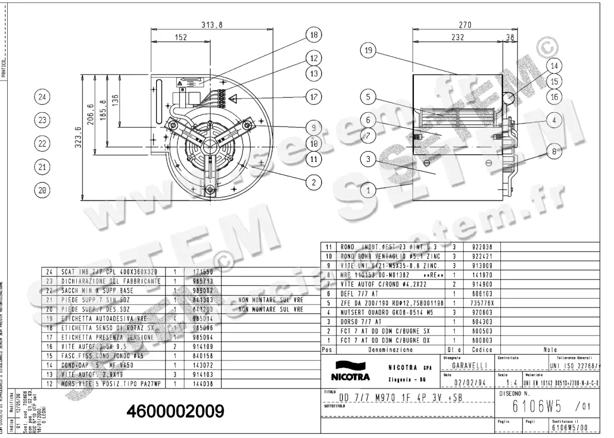 4624002009-VENTILATEUR NICOTRA GEBHARDT DD7/7 147W 4P M230V 3V M970 +PI *6106W5*
