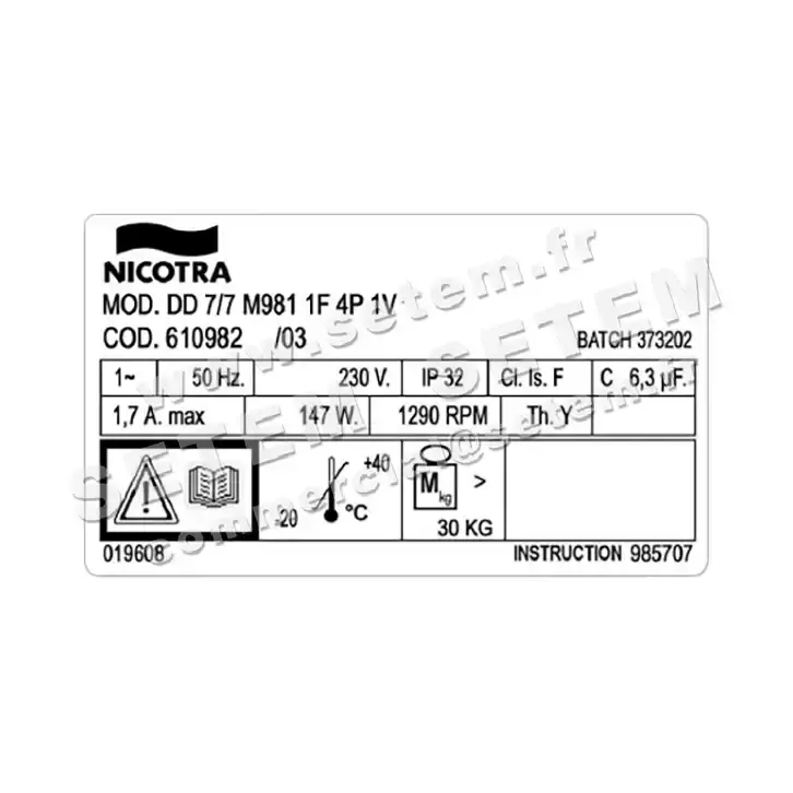 4624002010-VENTILATEUR NICOTRA GEBHARDT DD7/7 147W 4P M230V 1V M981 *610982* 3