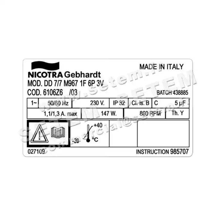 4624002011-VENTILATEUR NICOTRA GEBHARDT DD7/7 147W 6P M230V 3V M967 *6106Z6* 3