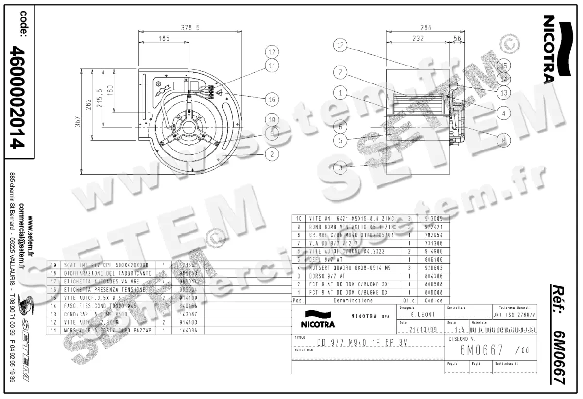 4624002014-VENTILATEUR NICOTRA GEBHARDT DD9/7 245W 6P M230V 3V M940 *6M0667* 2