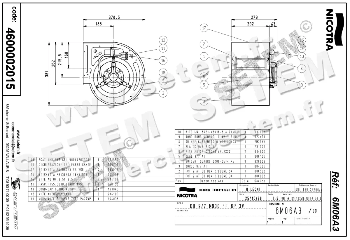 4624002015-VENTILATEUR NICOTRA GEBHARDT DD9/7 147W 6P M230V 3V M930 *6M06A3* 2