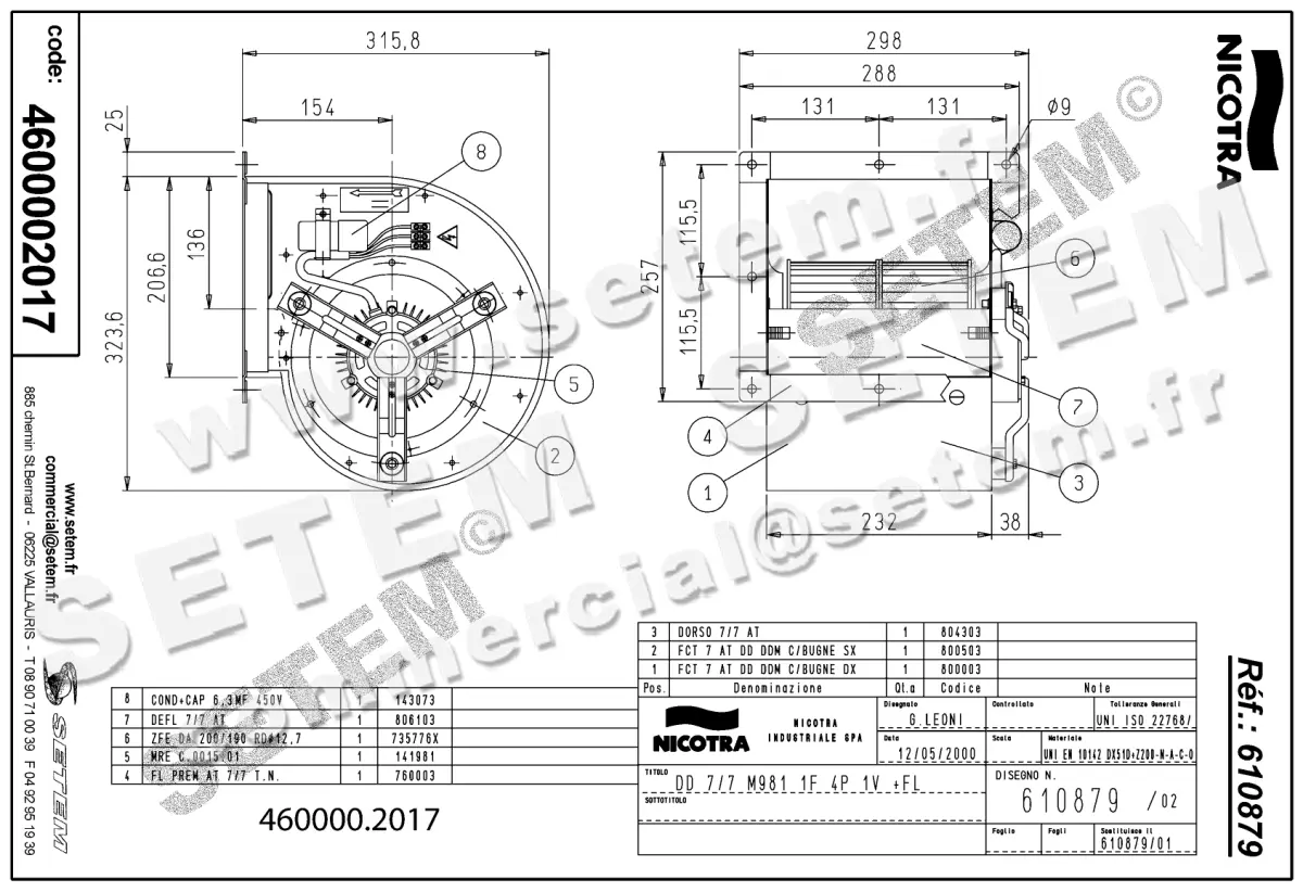 4624002017-VENTILATEUR NICOTRA GEBHARDT DD7/7 147W 4P M230V 1V M981 +BR *610879* 2