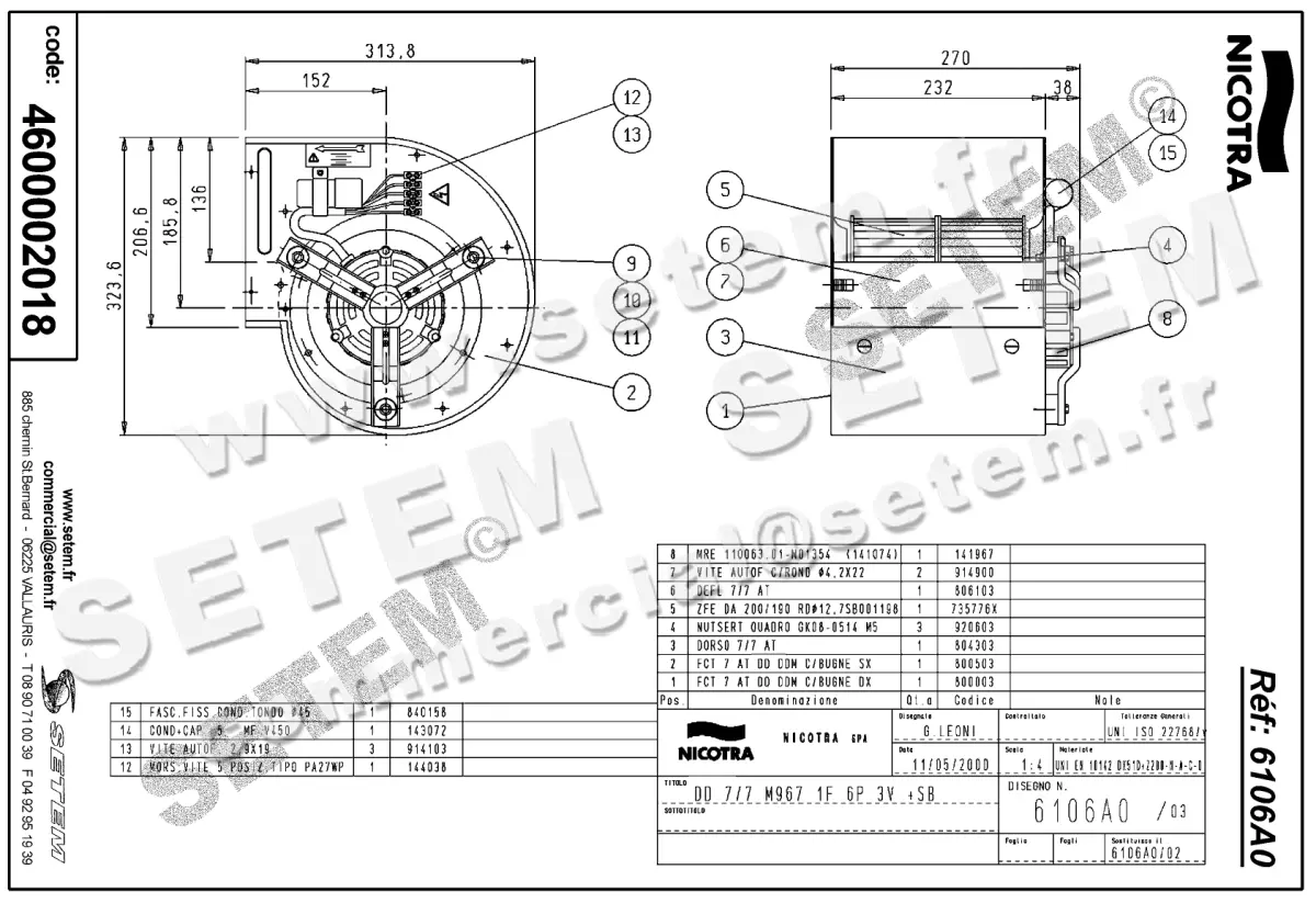4624002018-VENTILATEUR NICOTRA GEBHARDT DD7/7 147W 6P M230V 3V M967 +PI *6106A0* 2