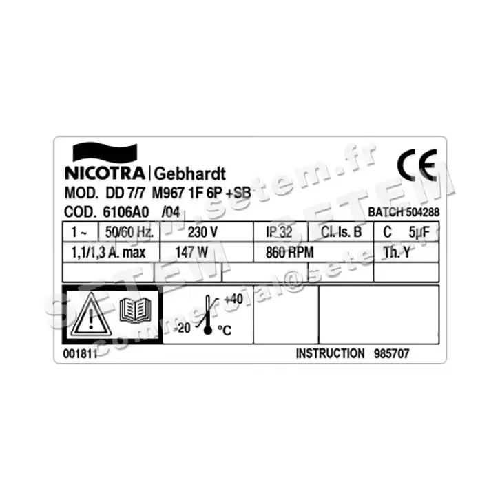 4624002018-VENTILATEUR NICOTRA GEBHARDT DD7/7 147W 6P M230V 3V M967 +PI *6106A0* 3