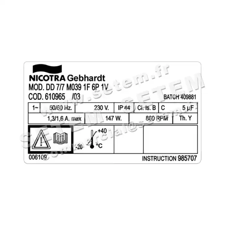 4624002019-VENTILATEUR NICOTRA GEBHARDT DD7/7 147W 6P M230V 1V M039 *610965* 3