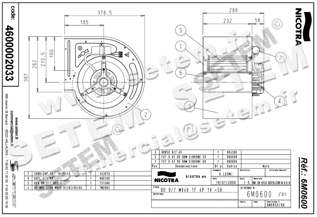 4624002033-VENTILATEUR NICOTRA GEBHARDT DD9/7 300W 4P M230V 1V M946 +PI *6M0600* 2