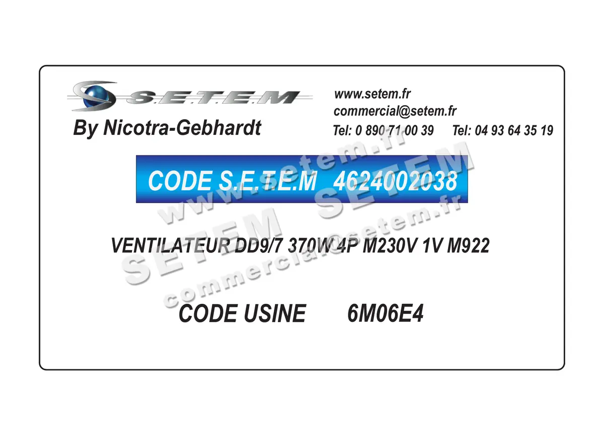 4624002038-VENTILATEUR NICOTRA GEBHARDT DD9/7 370W 4P M230V 1V M922 *6M06E4* 4