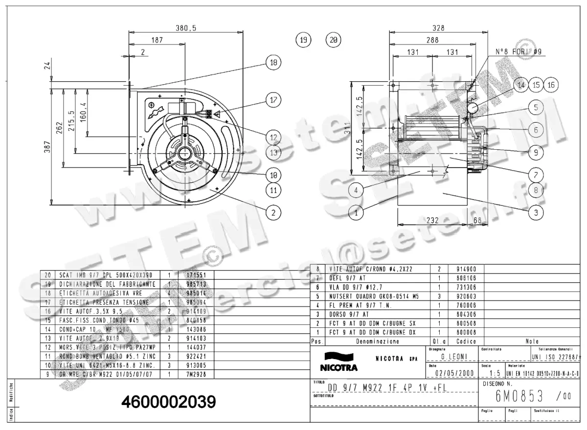4624002039-VENTILATEUR NICOTRA GEBHARDT DD9/7 370W 4P M230V 1V M922 +BR *6M0853*