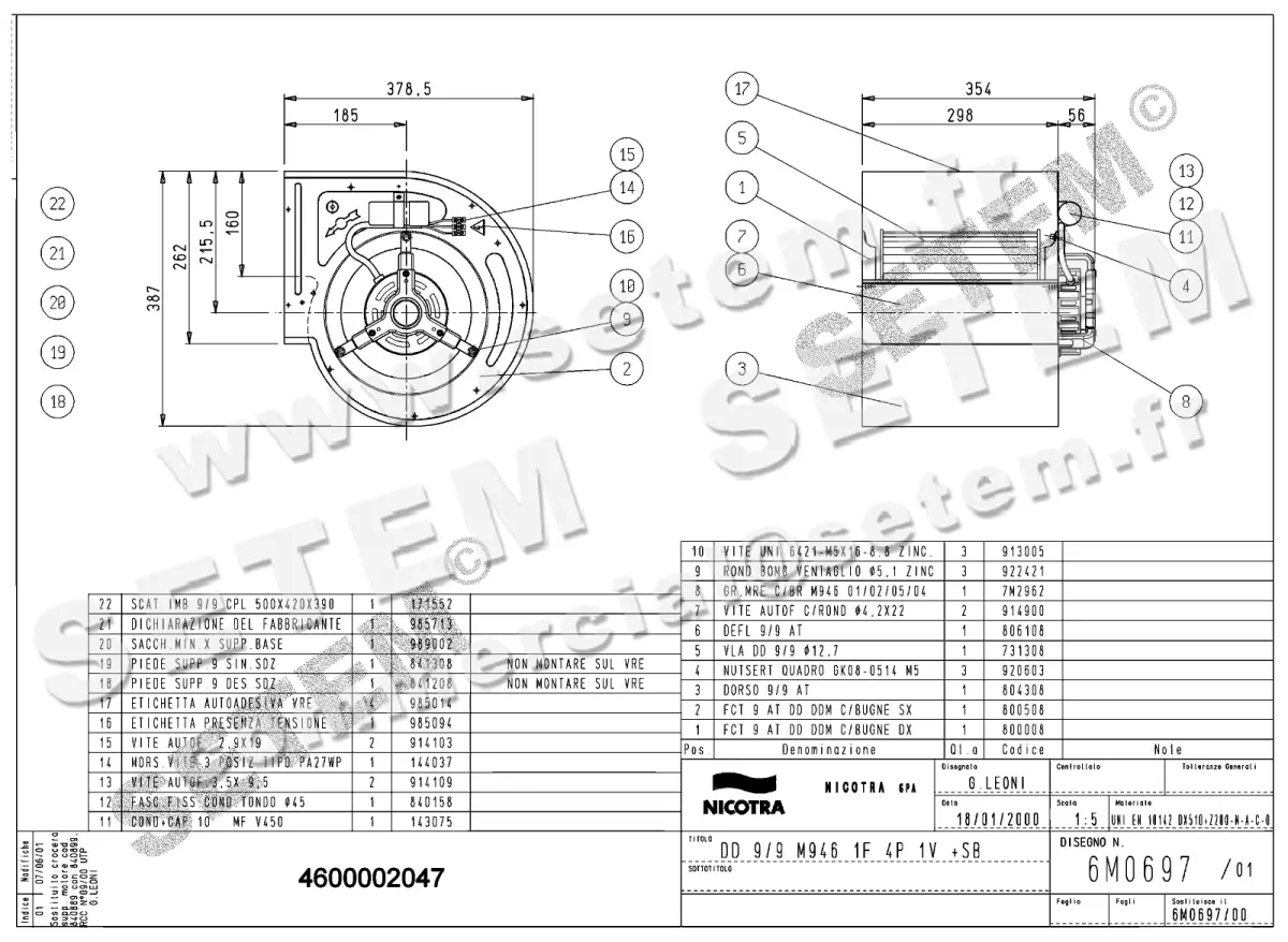 4624002047-VENTILATEUR NICOTRA GEBHARDT DD9/9 300W 4P M230V 1V M946 +PI *6M0697*