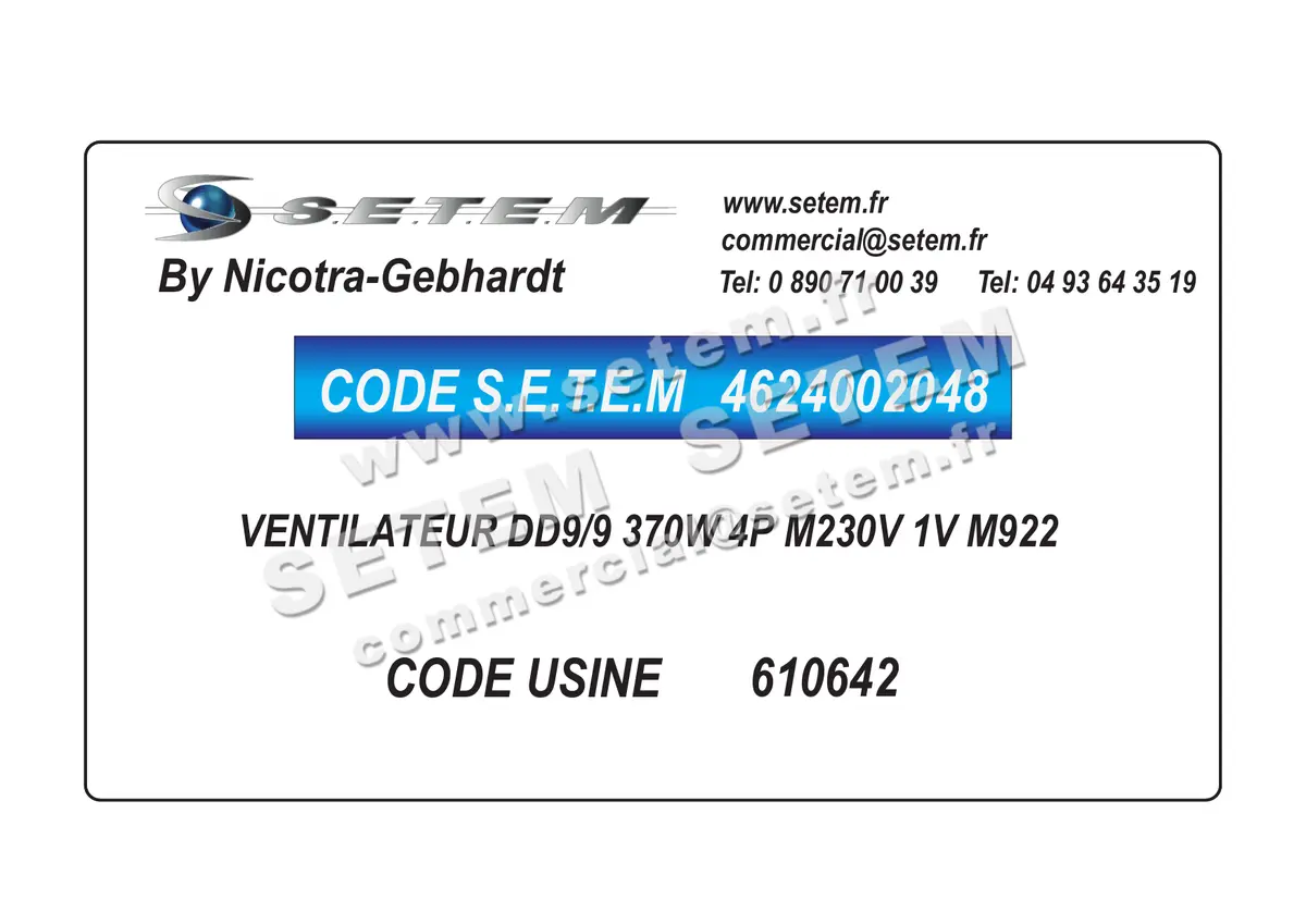 4624002048-VENTILATEUR NICOTRA GEBHARDT DD9/9 370W 4P M230V 1V M922 *610642* 2