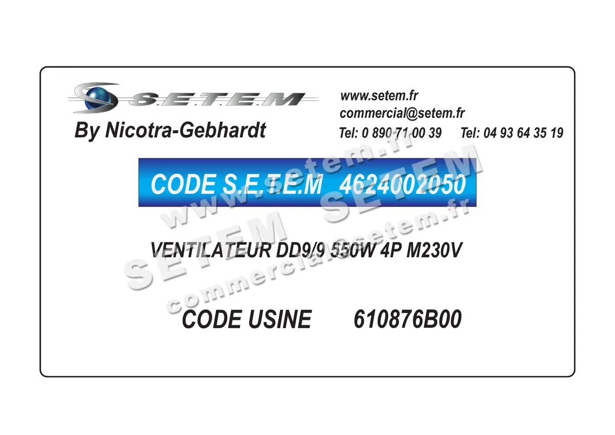 4624002050-VENTILATEUR NICOTRA GEBHARDT DD9/9 550W 4P M230V *610876B00*