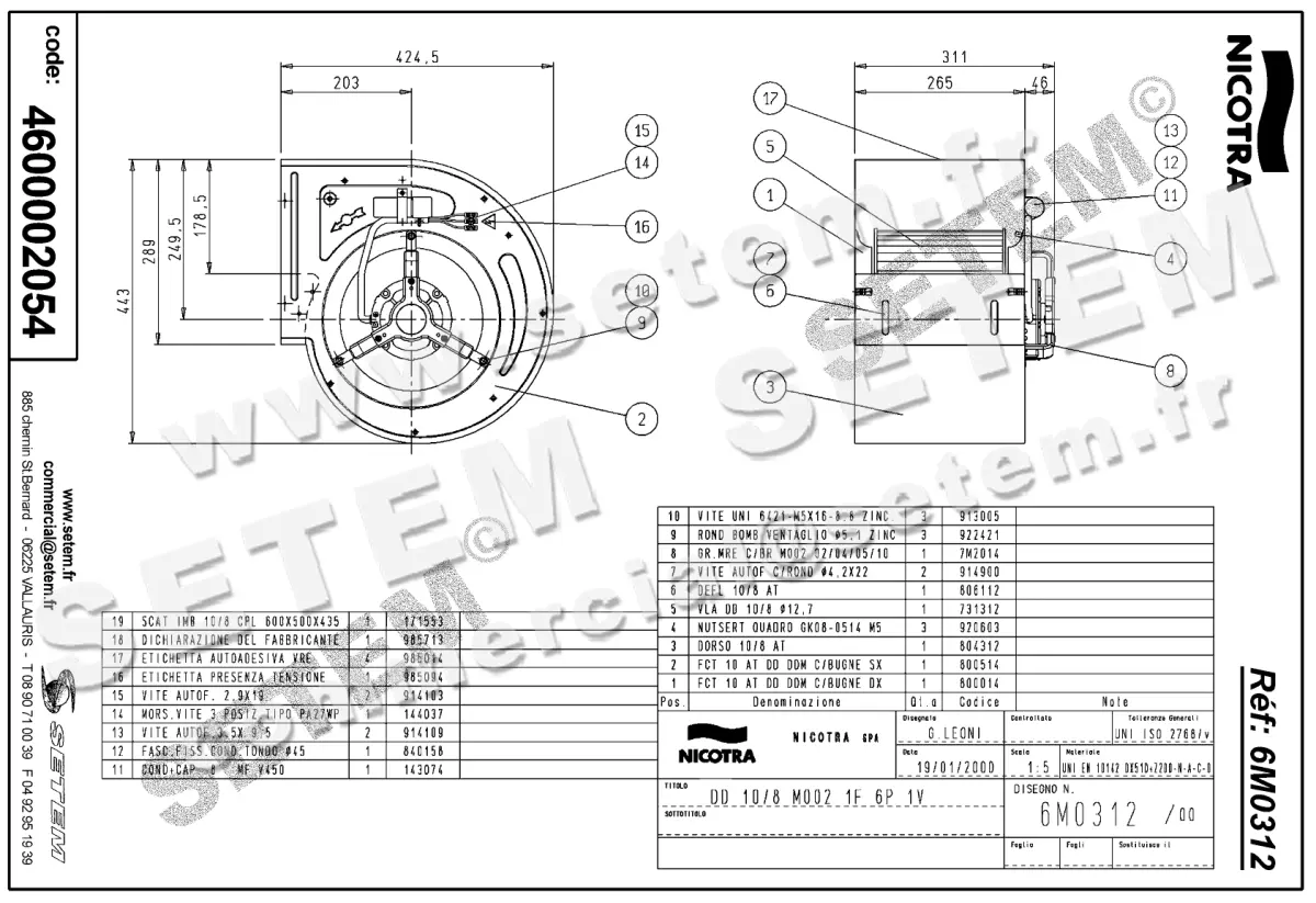4624002054-VENTILATEUR NICOTRA GEBHARDT DD10/8 245W 6P M230V 1V M002 *6M0312* 2