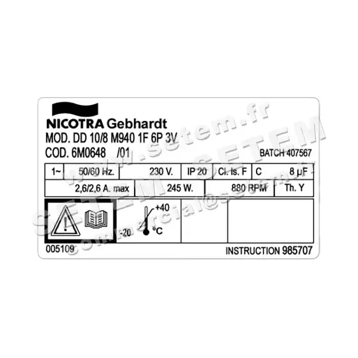 4624002056-VENTILATEUR NICOTRA GEBHARDT DD10/8 245W 6P M230V 3V M940 *6M0648* 3