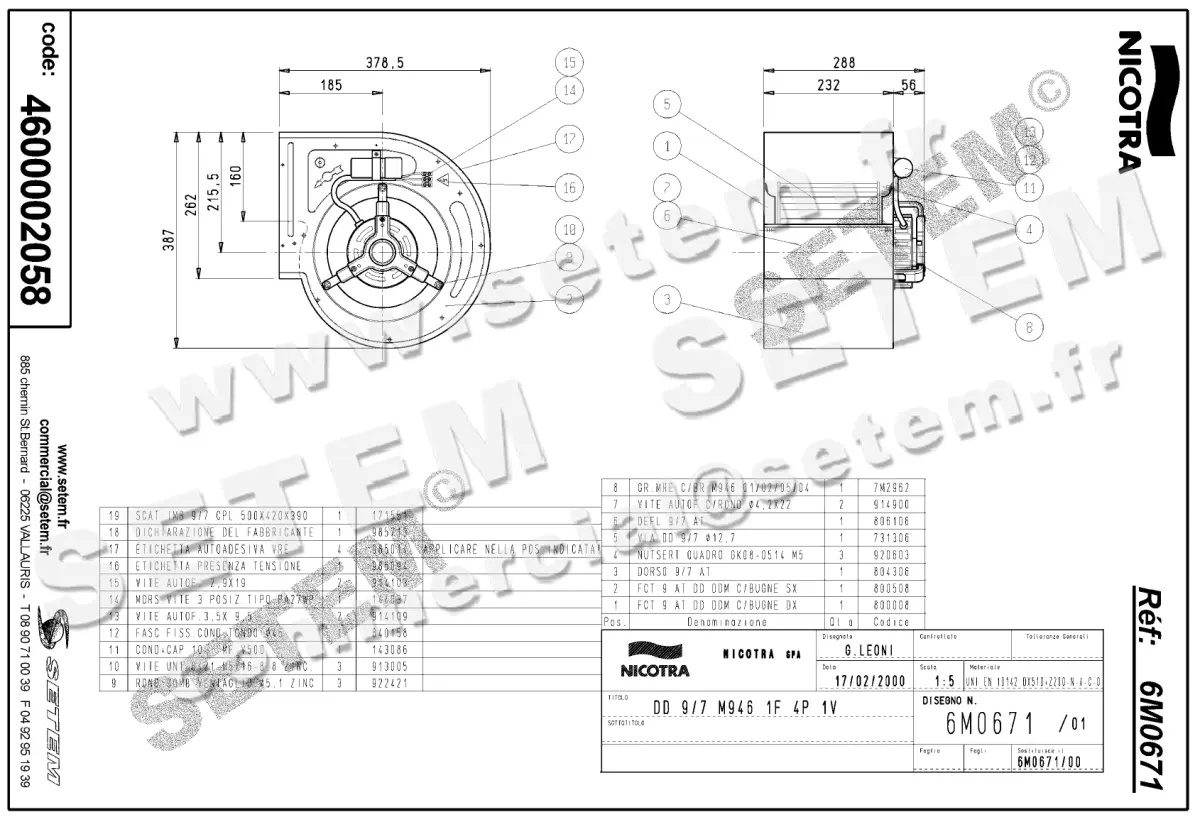 4624002058-VENTILATEUR NICOTRA GEBHARDT DD9/7 300W 4P M230V 1V M946 *6M0671* 2