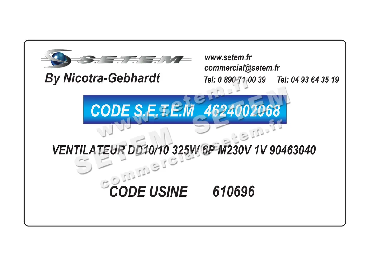 4624002068-VENTILATEUR NICOTRA GEBHARDT DD10/10 325W 6P M230V 1V 90463040 *610696*
