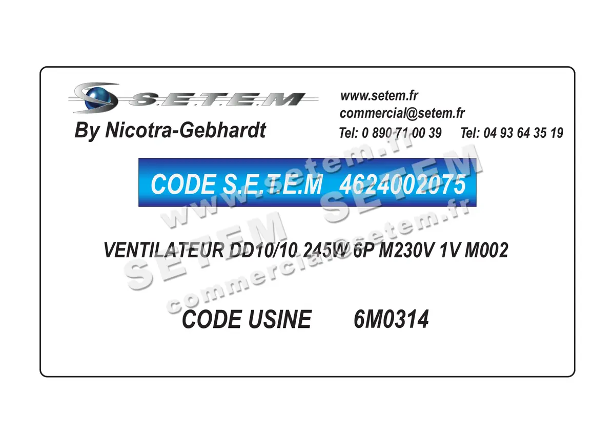 4624002075-VENTILATEUR NICOTRA GEBHARDT DD10/10 245W 6P M230V 1V M002 *6M0314* 4