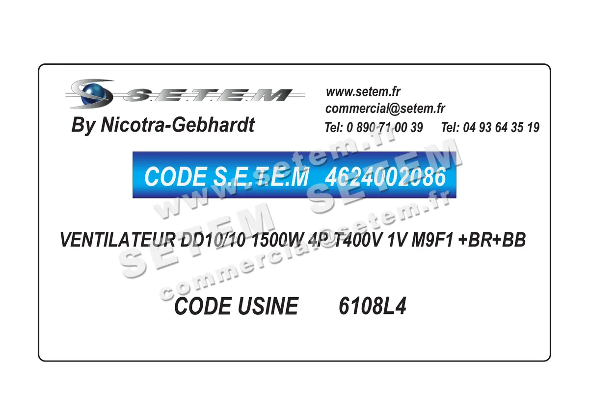 4624002086-VENTILATEUR NICOTRA GEBHARDT DD10/10 1500W 4P T400V 1V M9F1 +BR+BB *6108L4* 4