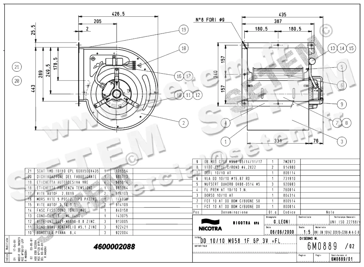 4624002088-VENTILATEUR NICOTRA GEBHARDT DD10/10 500W 6P M230V 3V M958 +BR *6M0889*