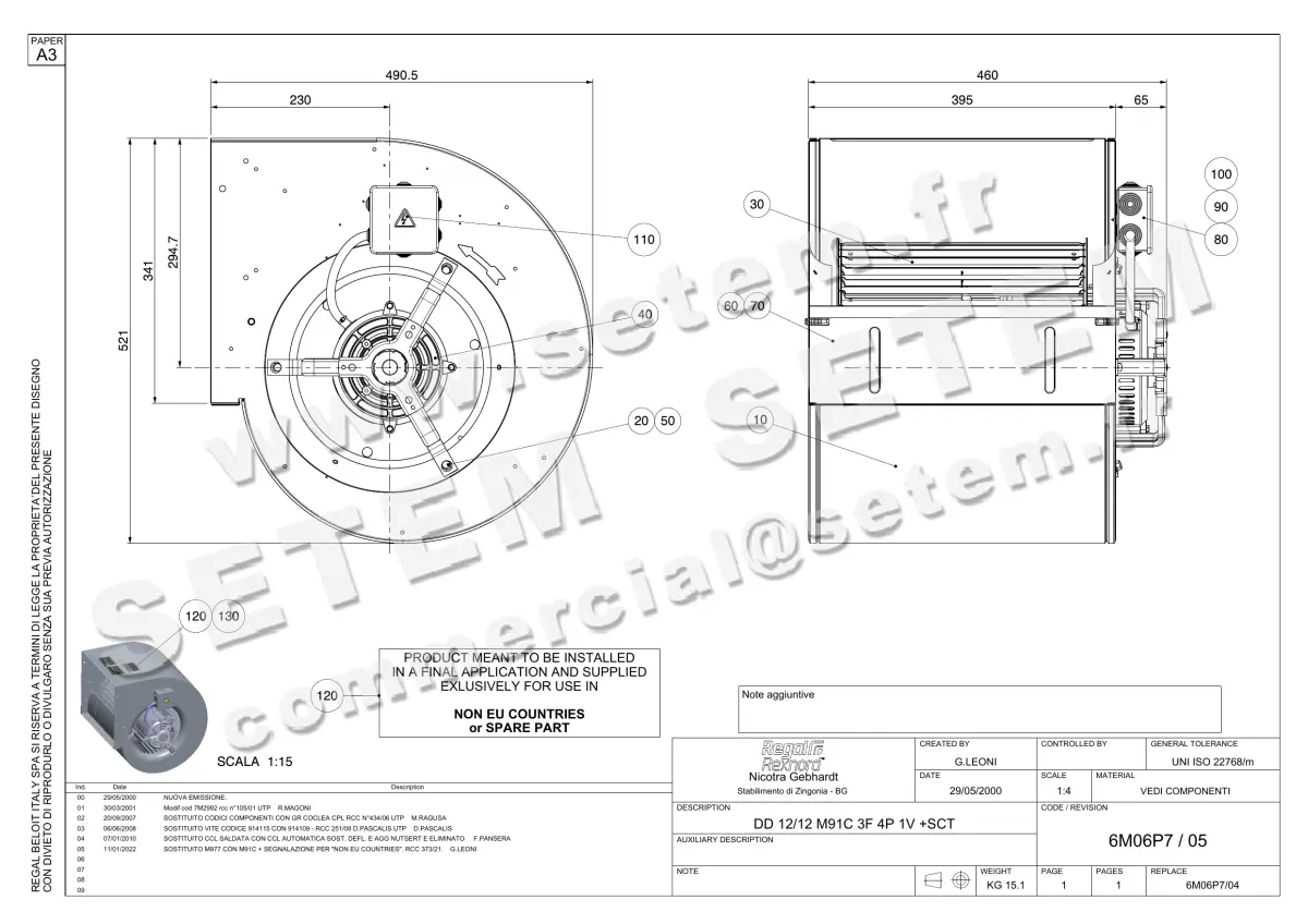 4624002090-VENTILATEUR NICOTRA GEBHARDT DD12/12 1500W 4P T230/400V 1V M977 +BB *6M06P7* 2
