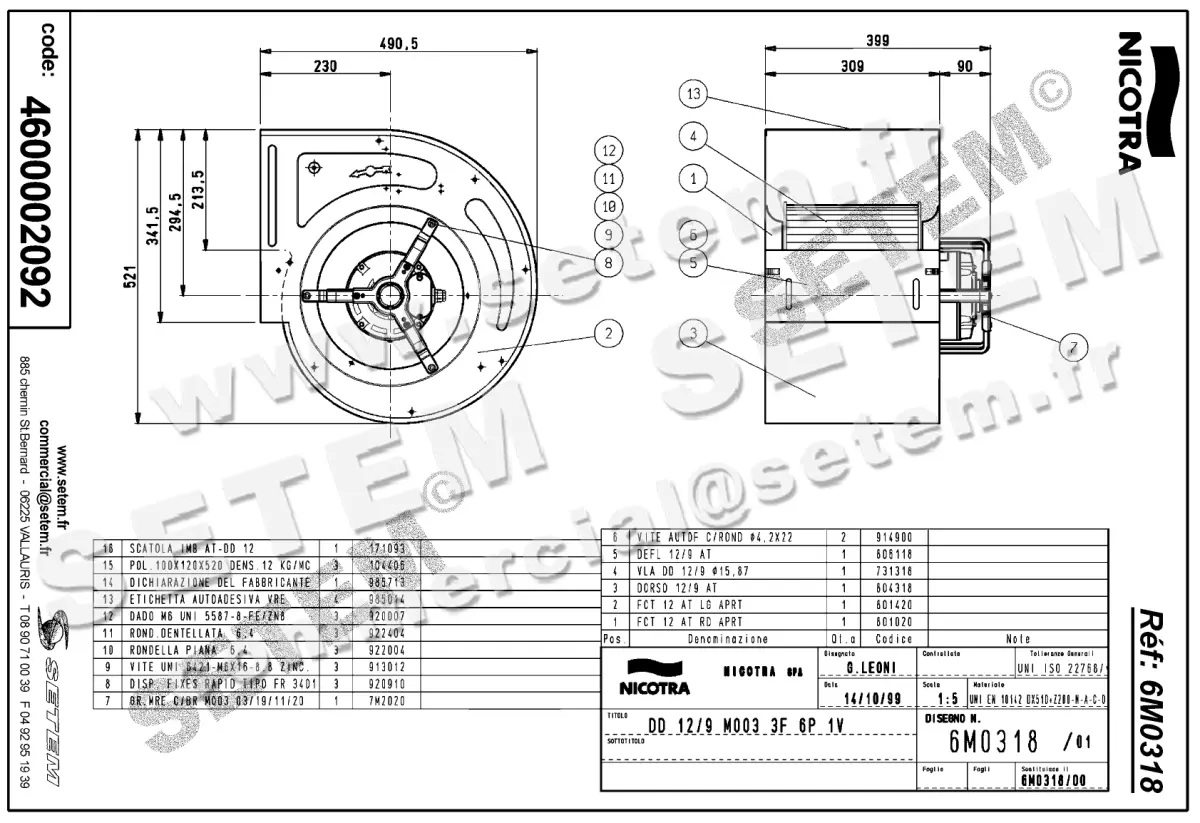 4624002092-VENTILATEUR NICOTRA GEBHARDT DD12/9 1100W 6P T230/400V 1V M003 *6M0318* 2