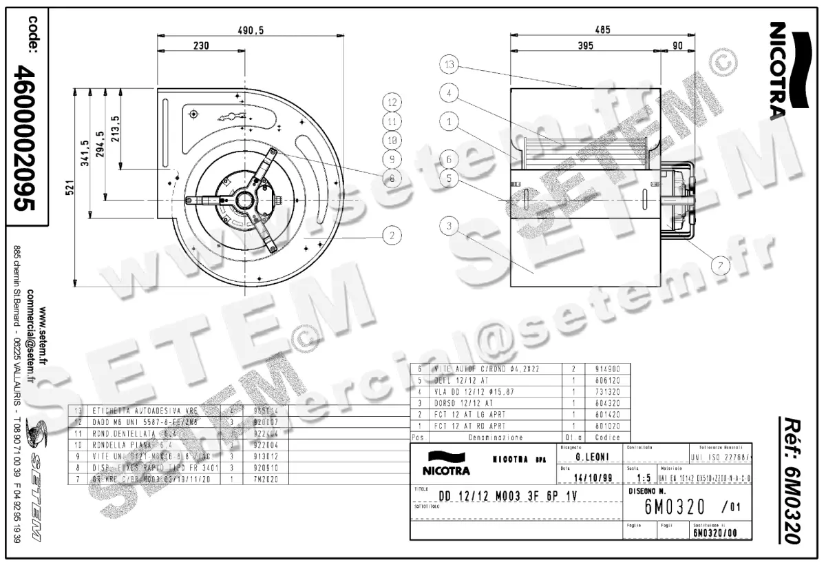 4624002095-VENTILATEUR NICOTRA GEBHARDT DD12/12 1100W 6P T230/400V 1V M003 *6M0320* 2