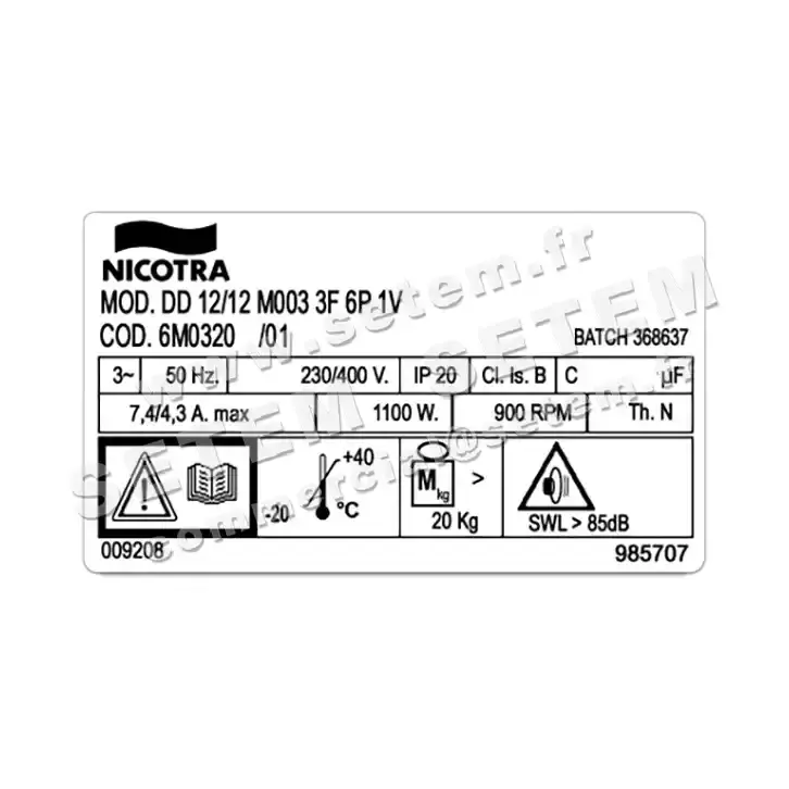 4624002095-VENTILATEUR NICOTRA GEBHARDT DD12/12 1100W 6P T230/400V 1V M003 *6M0320* 3