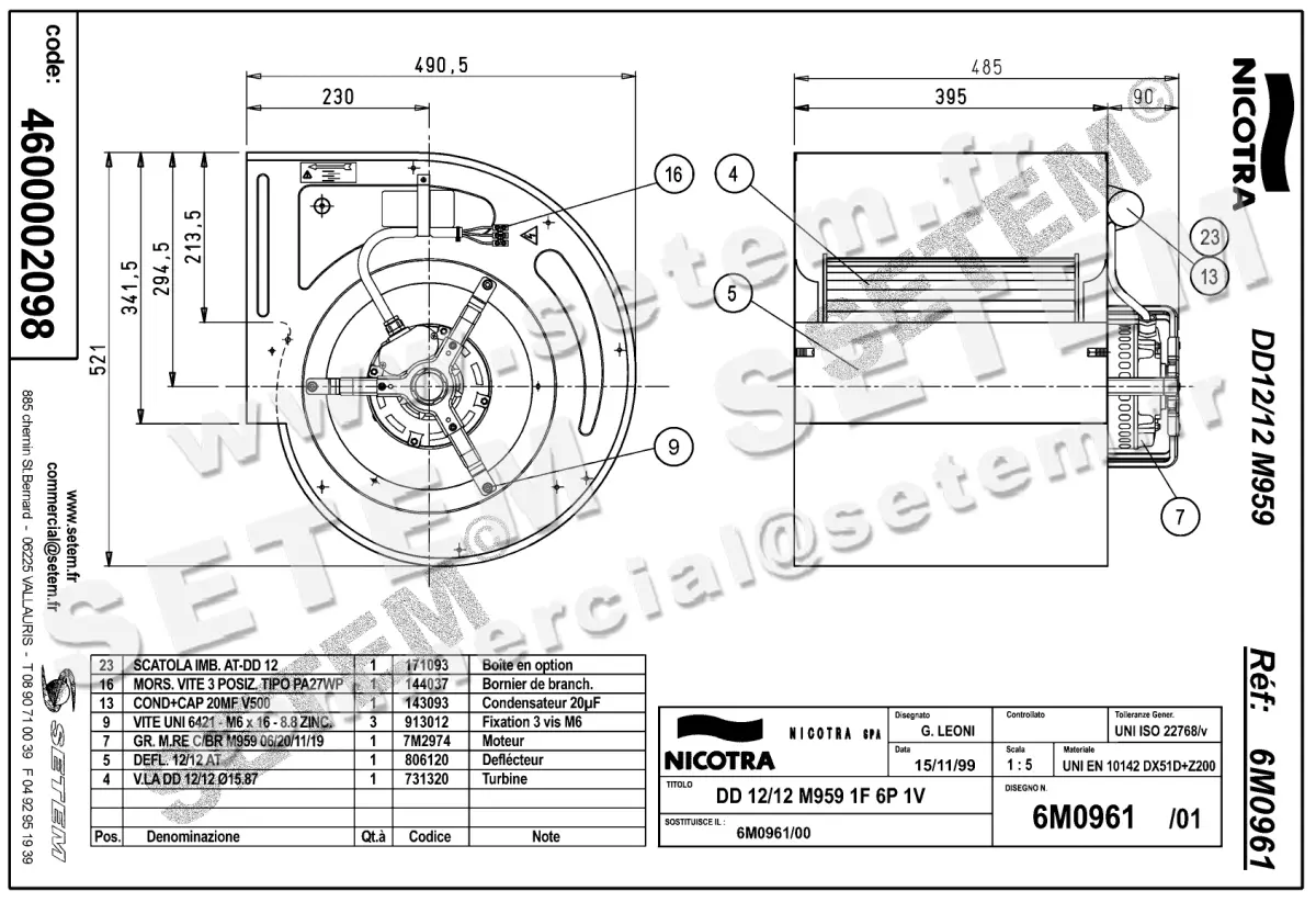4624002098-VENTILATEUR NICOTRA GEBHARDT DD12/12 736W 6P M230V 1V M959 *6M0961* 2