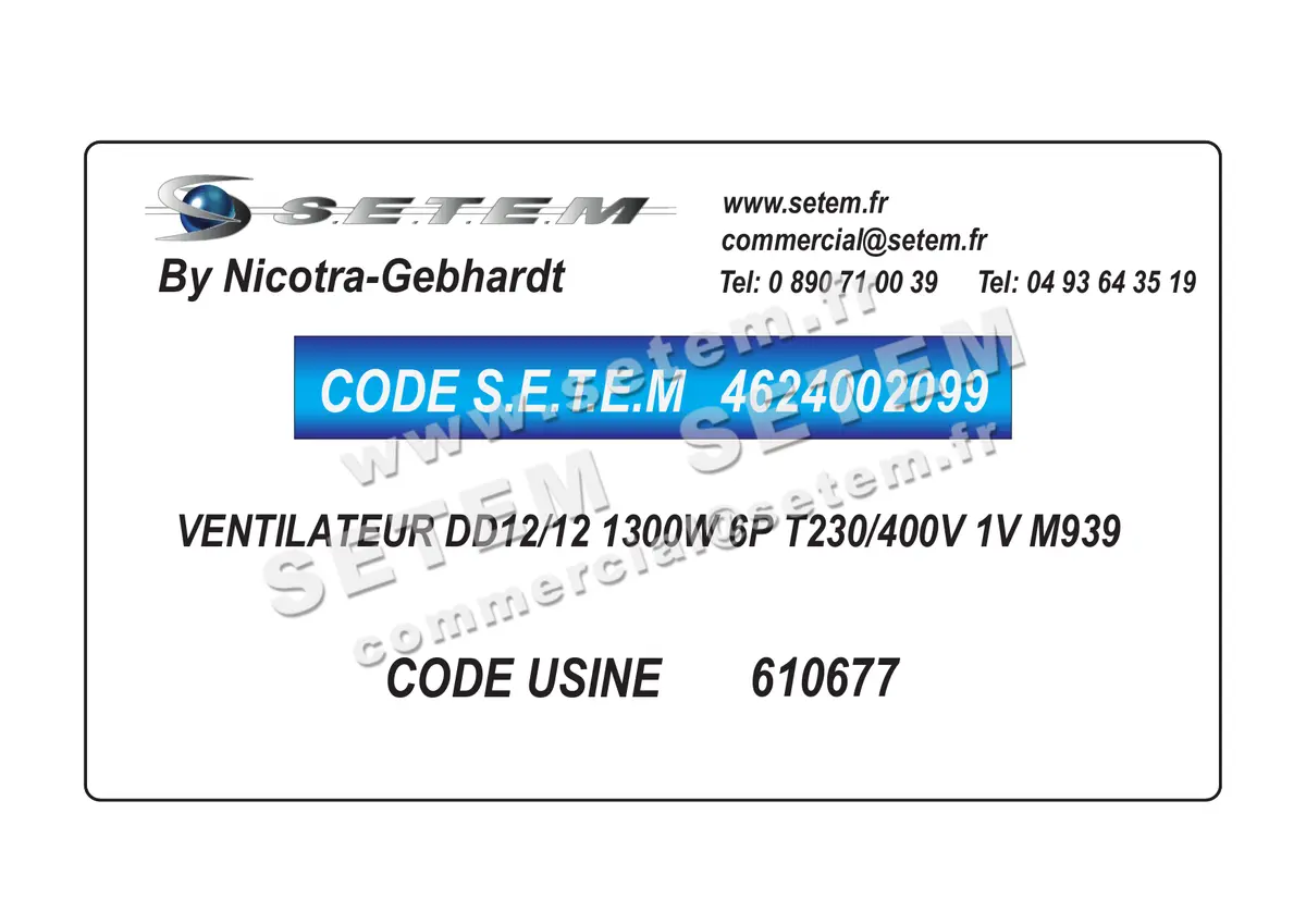 4624002099-VENTILATEUR NICOTRA GEBHARDT DD12/12 1300W 6P T230/400V 1V M939 *610677* 2