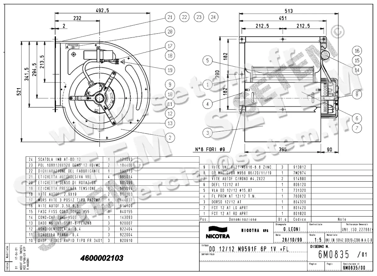 4624002103-VENTILATEUR NICOTRA GEBHARDT DD12/12 736W 6P M230V 1V M959 +BR *6M0835*