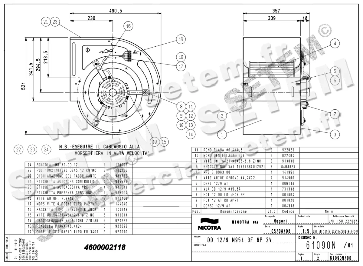 4624002118-VENTILATEUR NICOTRA GEBHARDT DD12/9 1100W 6P T400V 2V M954 *61090N*