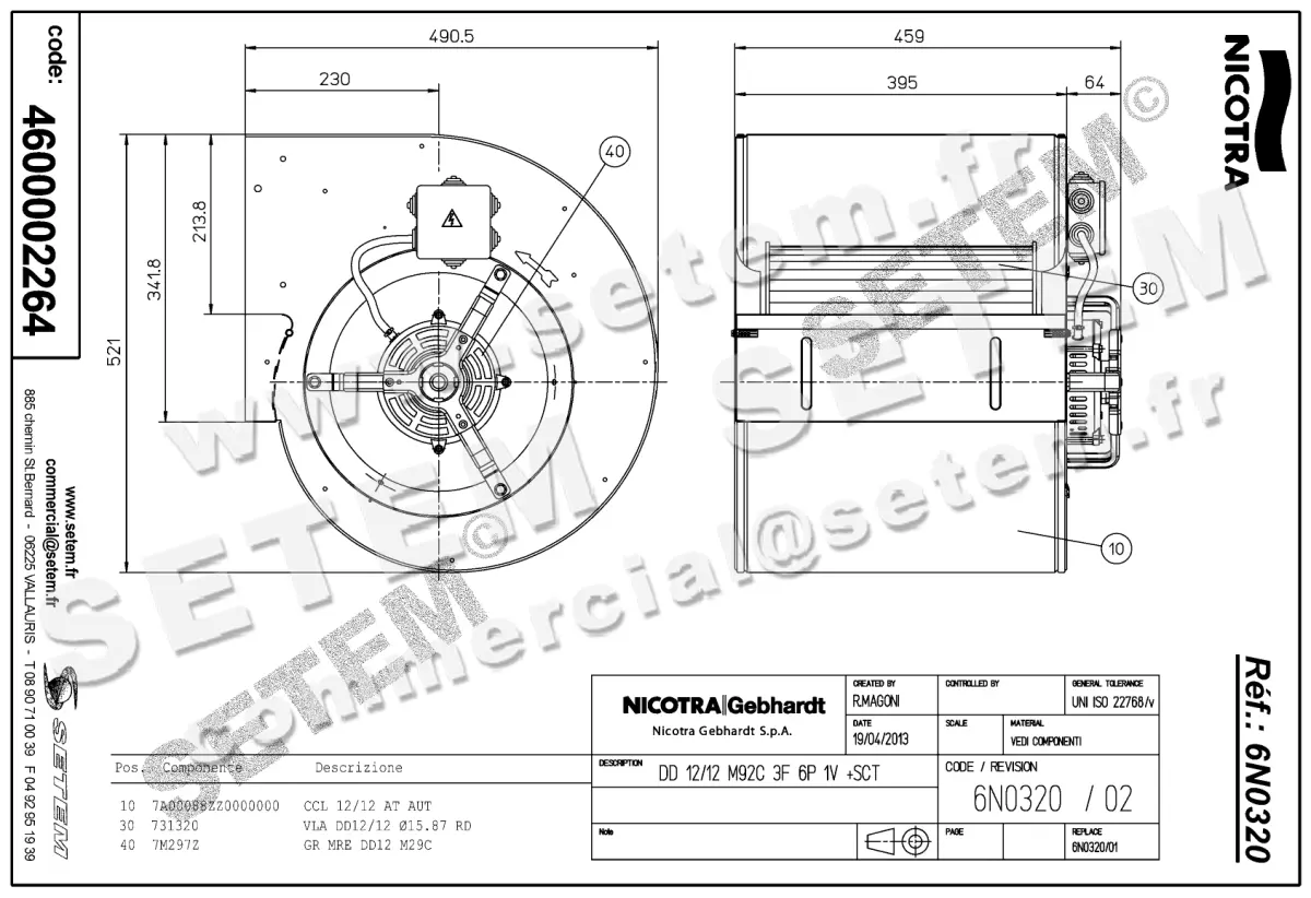 4624002264-VENTILATEUR NICOTRA GEBHARDT DD12/12 1100W 6P T230/400V 1V M92C +BB *6N0320* 2