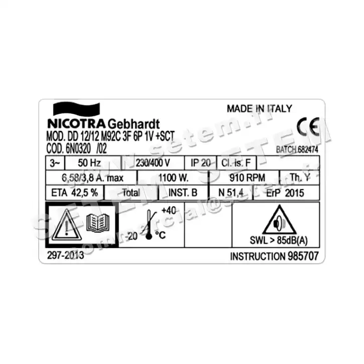 4624002264-VENTILATEUR NICOTRA GEBHARDT DD12/12 1100W 6P T230/400V 1V M92C +BB *6N0320* 3