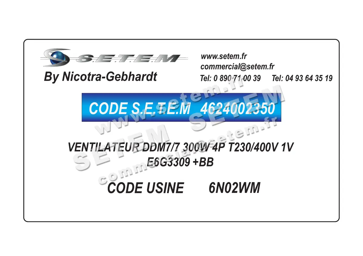 4624002350-VENTILATEUR NICOTRA GEBHARDT DDM7/7 300W 4P T230/400V 1V E6G3309 +BB *6N02WM* 2