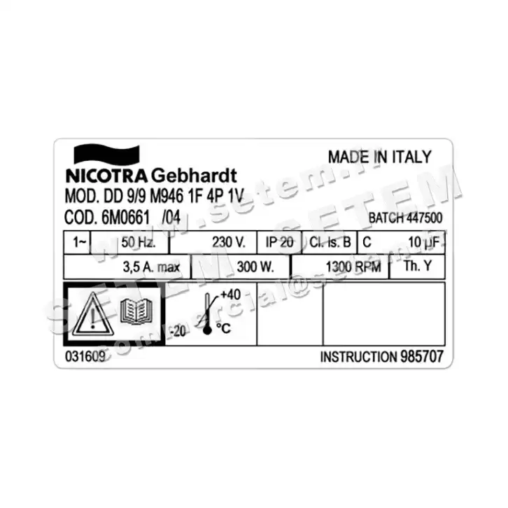 4624002380-VENTILATEUR NICOTRA GEBHARDT DD9/9 300W 4P M230V 1V M946 *6M0661* 3