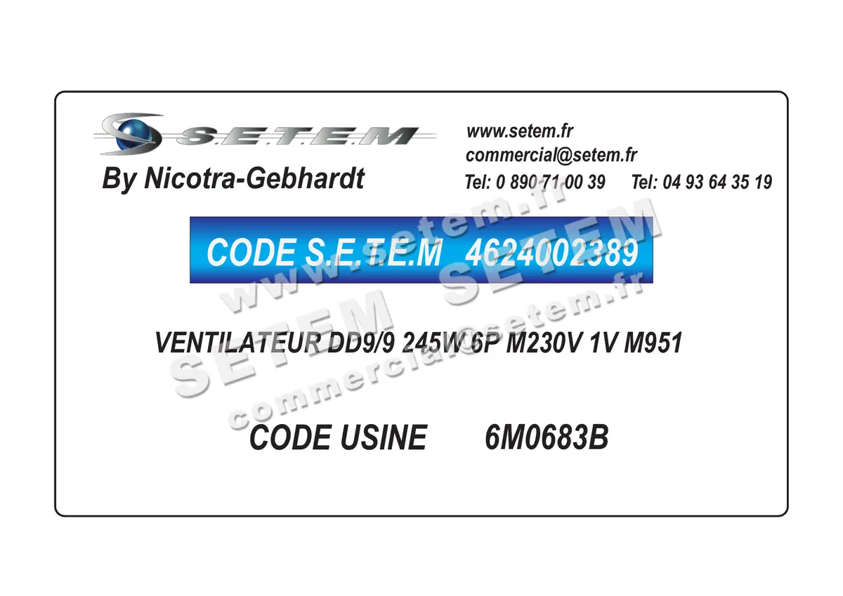 4624002389-VENTILATEUR NICOTRA GEBHARDT DD9/9 245W 6P M230V 1V M951 *6M0683B*