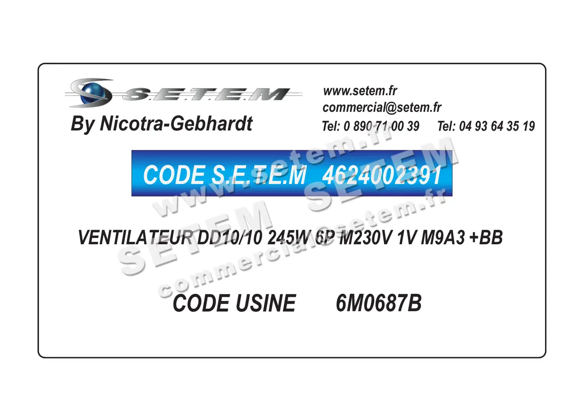 4624002391-VENTILATEUR NICOTRA GEBHARDT DD10/10 245W 6P M230V 1V M9A3 +BB *6M0687B*