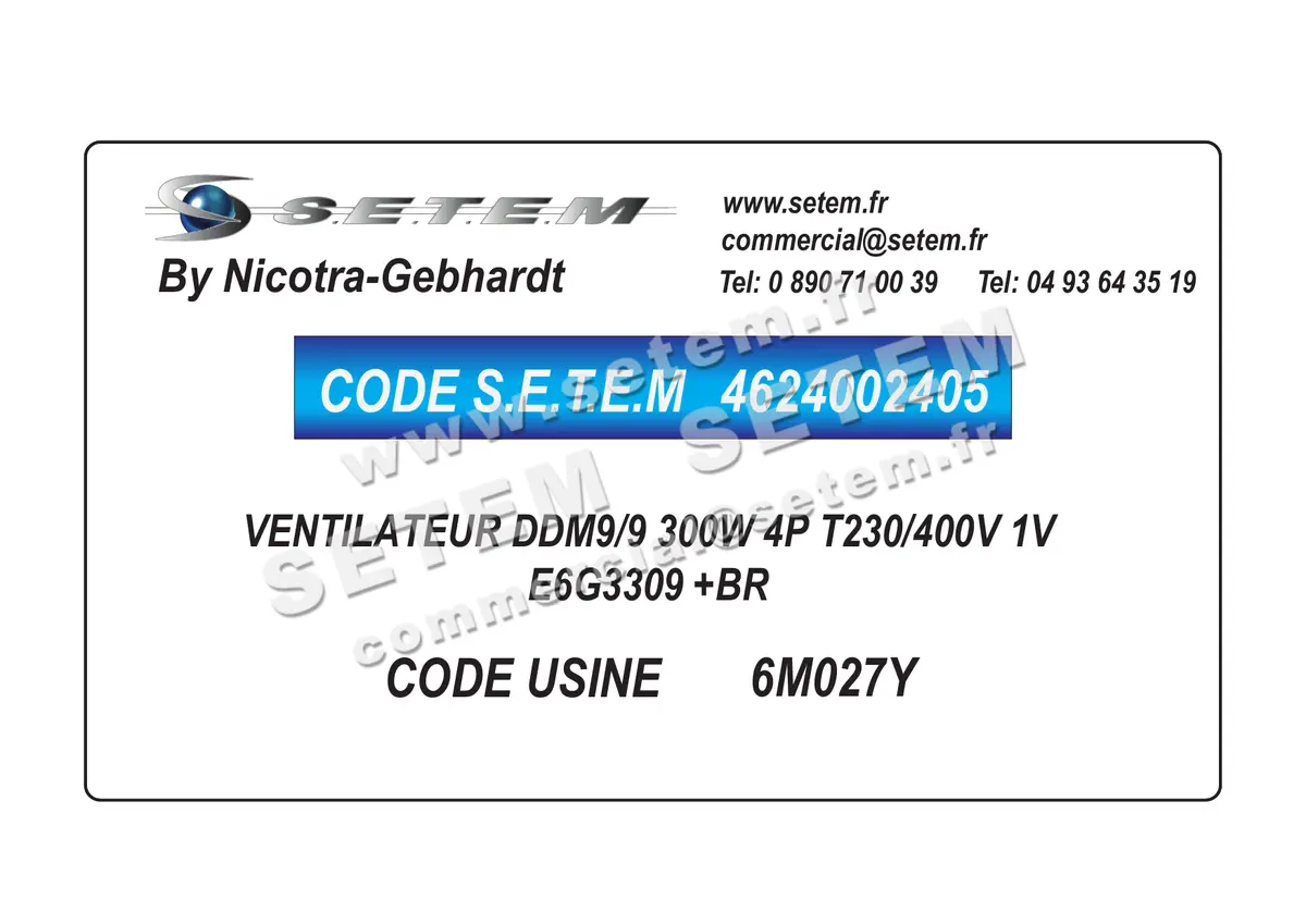 4624002405-VENTILATEUR NICOTRA GEBHARDT DDM9/9 300W 4P T230/400V 1V E6G3309 +BR *6M027Y*