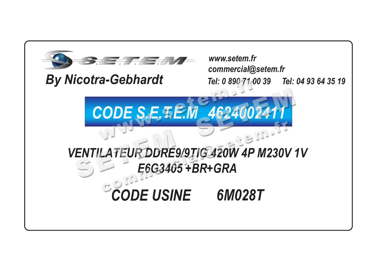 4624002411-VENTILATEUR NICOTRA GEBHARDT DDRE9/9TIG 420W 4P M230V 1V E6G3405 +BR+GRA *6M028T*