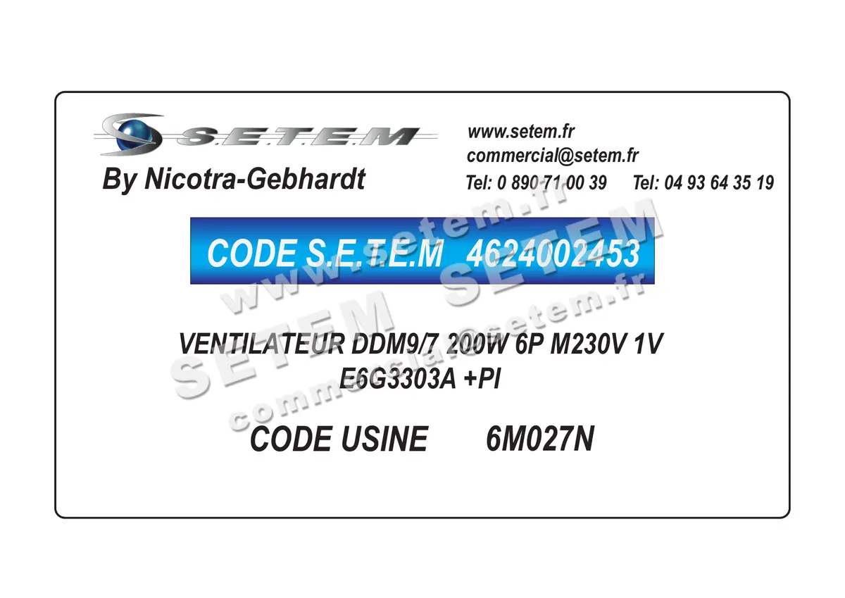 4624002453-VENTILATEUR NICOTRA GEBHARDT DDM9/7 200W 6P M230V 1V E6G3303A +PI *6M027N*