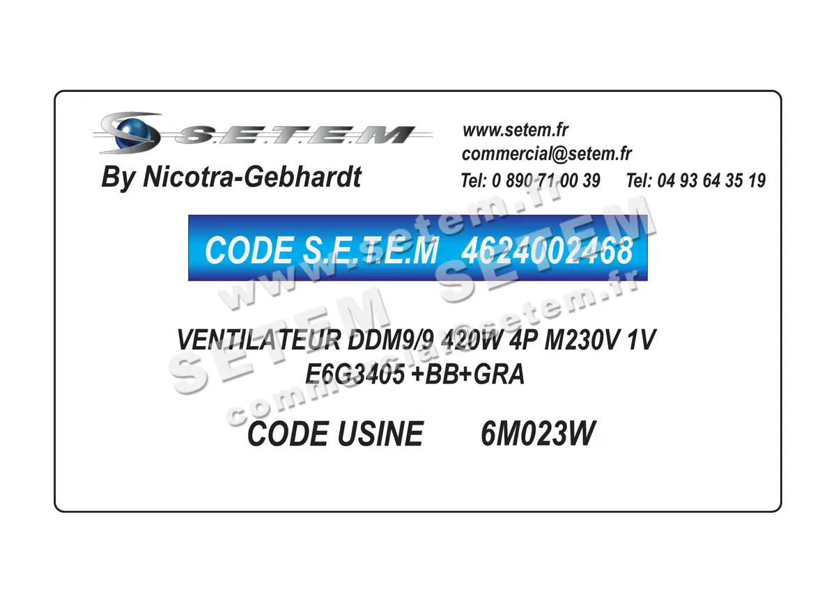 4624002468-VENTILATEUR NICOTRA GEBHARDT DDM9/9 420W 4P M230V 1V E6G3405 +BB+GRA *6M023W*