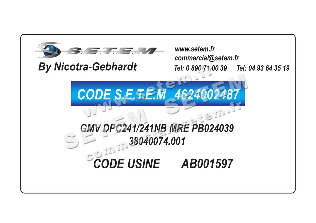 4624002487-GMV NICOTRA GEBHARDT DPC241/241NB MRE PB024039 "38040074.001" *AB001597* 4
