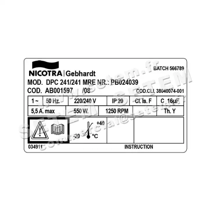 4624002487-GMV NICOTRA GEBHARDT DPC241/241NB MRE PB024039 "38040074.001" *AB001597* 3