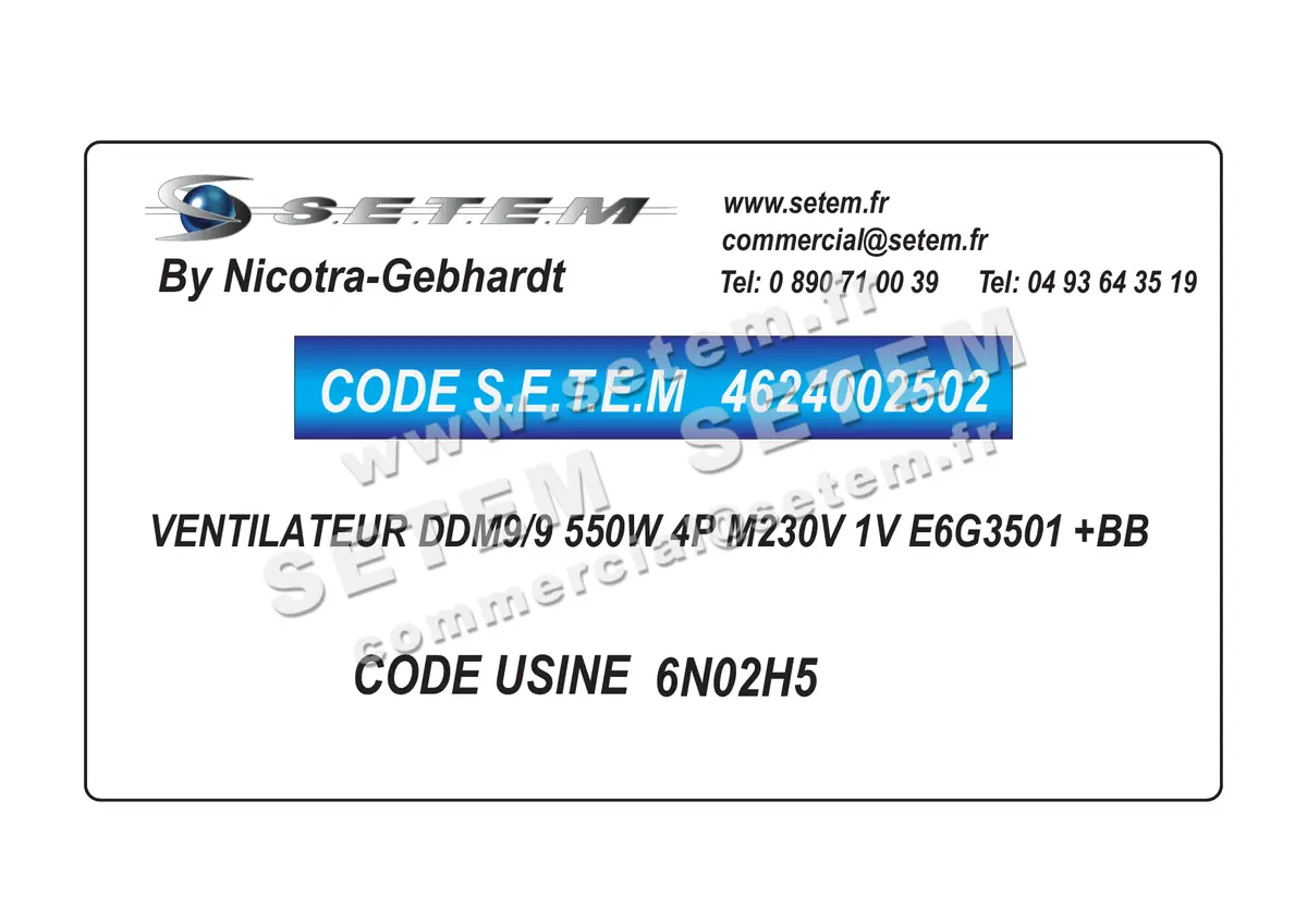 4624002502-VENTILATEUR NICOTRA GEBHARDT DDM9/9 550W 4P M230V 1V E6G3501 +BB *6N02H5* 5