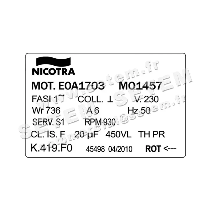 4624002828-MOTEUR NICOTRA GEBHARDT E0A1703MO1457 "1419F0" 3