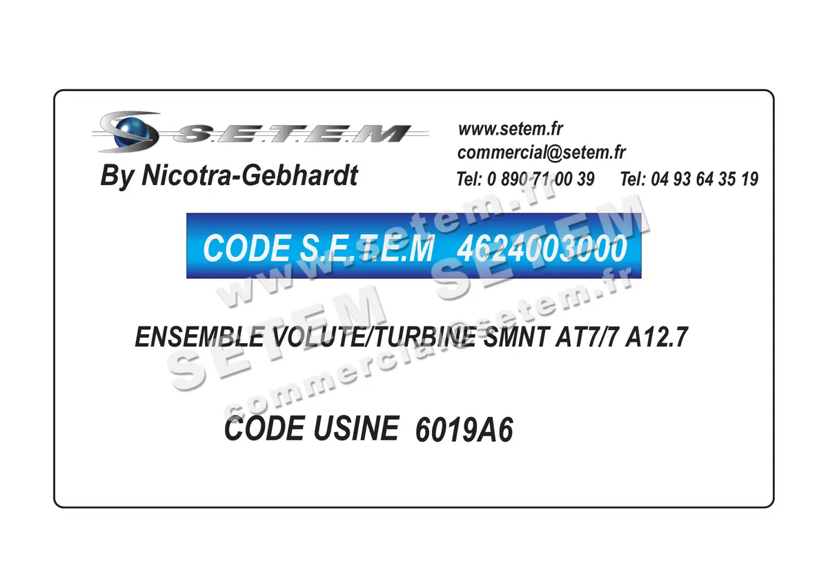 4624003000-ENSEMBLE VOLUTE/TURBINE NICOTRA GEBHARDT SMNT AT7/7 A12.7 *6019A6* 4