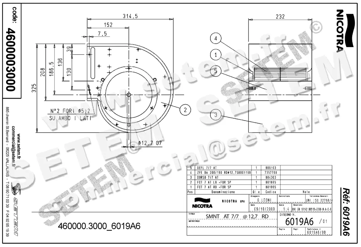 4624003000-ENSEMBLE VOLUTE/TURBINE NICOTRA GEBHARDT SMNT AT7/7 A12.7 *6019A6* 2