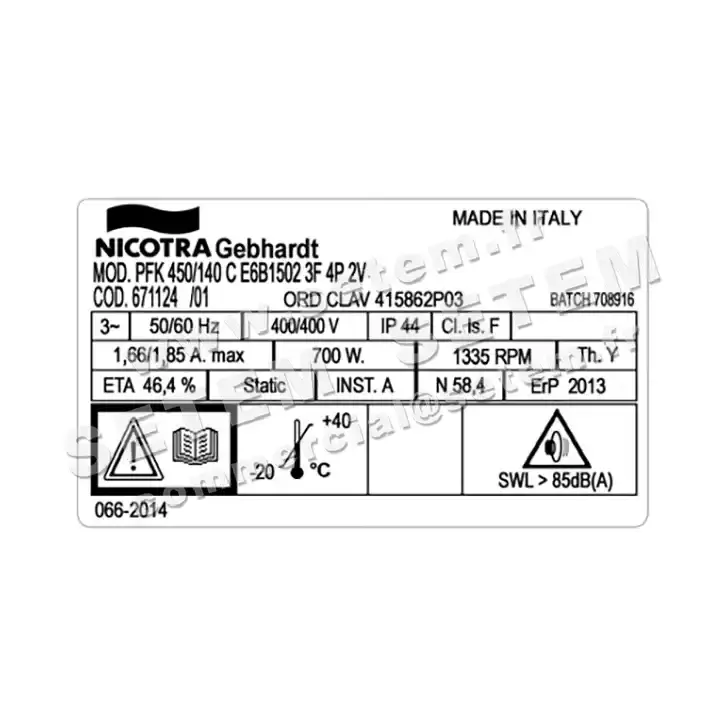 4624003833-MOTOTURBINE NICOTRA GEBHARDT PFK450/140C 700W 4P T400V 2V E6B1502 *671124* 3