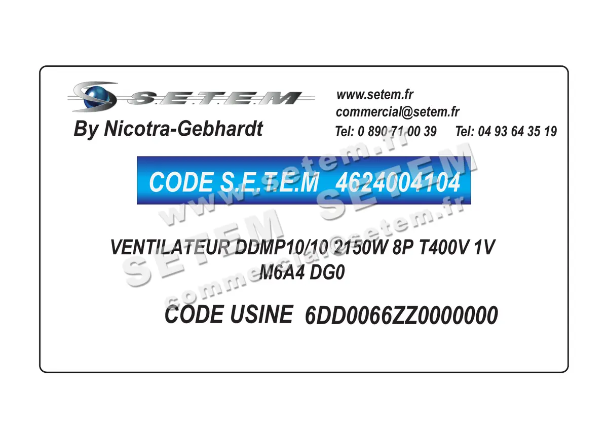 4624004104-VENTILATEUR NICOTRA GEBHARDT DDMP10/10 2150W 8P T400V 1V M6A4 DG0 *6DD0066ZZ0000000*