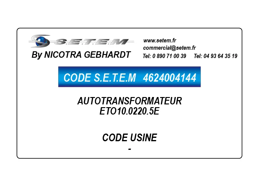 4624004144-AUTOTRANSFORMATEUR ETO10.0220.5E NICOTRA GEBHARDT